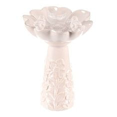 Autronic Hranilica/pojilica Bird feeder - ceramic, flower with birds, standing, white (KEX6004 WT-S)