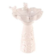 Autronic Hranilica/pojilica Bird feeder - ceramic, flower with birds, standing, white (KEX6004 WT-S)