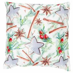 Autronic Jastuk Pillow with filling, satin. Christmas motif, gingerbread and cinnamon on a white background. 45 (UBR041)