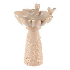 Autronic Hranilica/pojilica Bird feeder - ceramic, flower with birds, standing, cream (KEX6004 CRM-S)