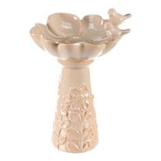 Autronic Hranilica/pojilica Bird feeder - ceramic, flower with birds, standing, cream (KEX6004 CRM-S)