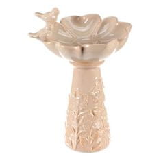 Autronic Hranilica/pojilica Bird feeder - ceramic, flower with birds, standing, cream (KEX6004 CRM-S)