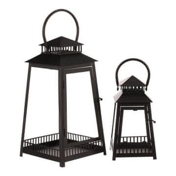 Autronic Fenjer Metal lantern - four-sided, black, price for a set of 2 pieces (LUC307)