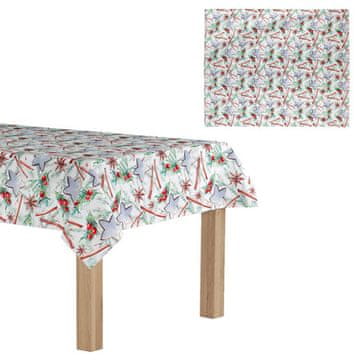 Autronic Stolnjak Tablecloth with Christmas motif, gingerbread and cinnamon on a white background, 130x160 cm, 100% (UBR039)