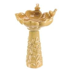 Autronic Hranilica/pojilica Bird Feeder - ceramic, flower with birds, standing, light green (KEX6004 GRN2-L)