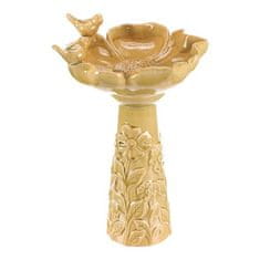 Autronic Hranilica/pojilica Bird Feeder - ceramic, flower with birds, standing, light green (KEX6004 GRN2-L)