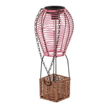 Autronic Fenjer umjetni ratan i metal, balon, LED rasvjeta, veličina S, ružičasto-smeđa (PLA113 PINK-S)