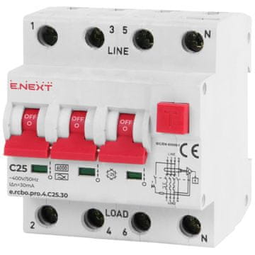 NEX p0720016 Diferencijalni prekidač s PRO modulom 4P C 25A 30mA 6kA TIP A
