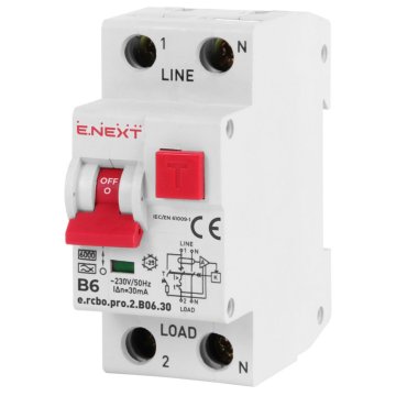 NEX p0720004 Diferencijalni prekidač s PRO modulom 2P B 6A 30mA 6kA TIP A