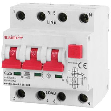 NEX p0720022 Diferencijalni prekidač s PRO modulom 4P C 25A 100mA 6kA TIP A