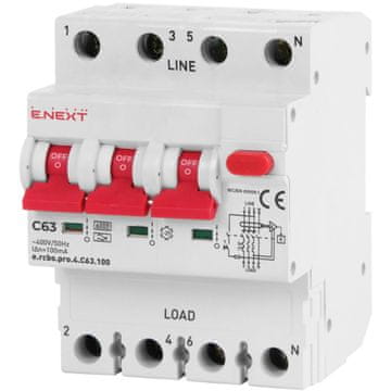 NEX p0720026 Diferencijalni prekidač s PRO modulom 4P C 63A 100mA 6kA TIP A
