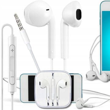 Žičane slušalice u uhu Mini Jack 3,5 mm s mikrofonom, daljinskim upravljačem, bijela futrola