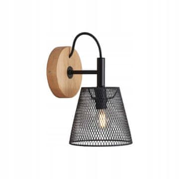 BRILONER Zidna svjetiljka Retro Loft Lampa E14 Crna Metalna Drvena - Dnevni boravak Spavaća Soba