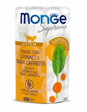 Monge Supreme tuna za mačiće sa špinatom i mini mrkvom 80 g