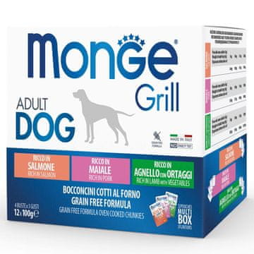 Monge Dog Grill Multi Box Losos/Svinjetina/Janjetina 12x100g