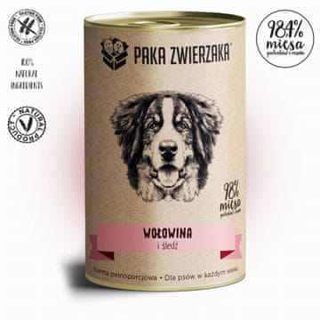 Paka Zwierzaka Životinjsko pakiranje s govedinom i haringom 400 g