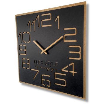 Flexistyle Veliki zidni sat za dnevni boravak, crni, EKO DIGITS, 60 cm