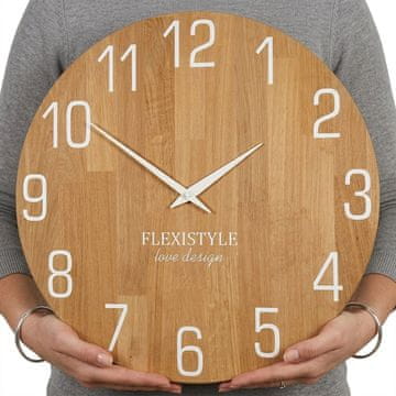 Flexistyle Drveni zidni sat NATUR 50cm