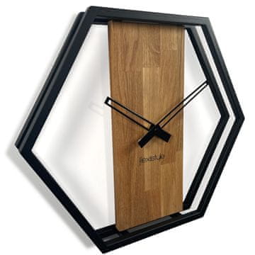 Flexistyle Drveni zidni sat za dnevni boravak LOFT HEXAGON 50cm