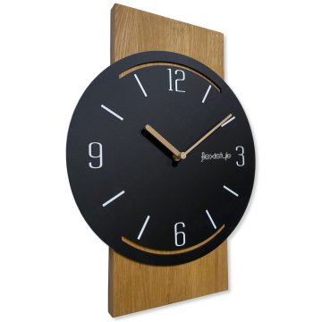Flexistyle Drveni geometrijski zidni sat 40 cm crni