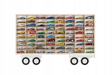 POLICA ZA SPRING AUTIĆE 80 SJEDALA DRVENA PRIKOLICA ORGANIZATOR HOT WHEELS