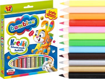 BAMBINO Debele okrugle olovke u drvenoj kutijici 12 K. Šiljilo
