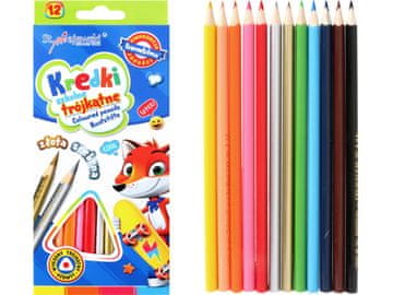BAMBINO trokutaste olovke 12 zlatnih i srebrnih boja za pernicu