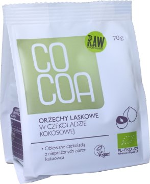 Cocoa+ KAKAO Organski lješnjaci u kokosovoj čokoladi 70g