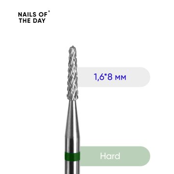 NAILSOFTHEDAY Zeleni karbidni rezač za pripremu tunela 1,6 x 8 mm