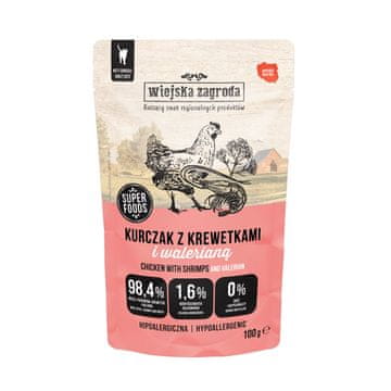 Wiejska Zagroda Super Foods mokra karma dla kota Kurczak Krewetki 100g