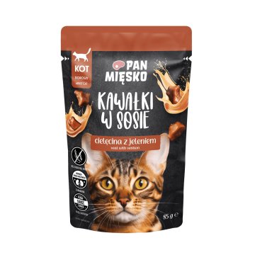 Pan Mięsko Saszetka Karma mokra dla kota Adult Cielęcina Jeleń w Sosie 85g