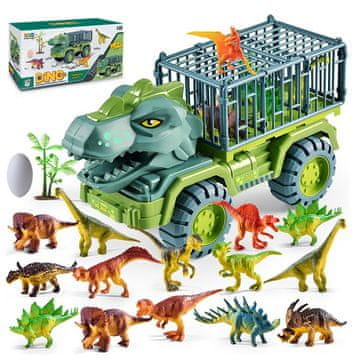 VELIKI SET TRANSPORTERA KAMIONA S DINOSAUROM, T-REX, 18 dijelova