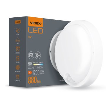 VIDEX Stropna svjetiljka sa senzorom pokreta LED površinska montaža 11W 880lm