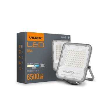 VIDEX LED reflektor 50W 6500lm neutralno bijela 5000K aluminij IP65 120°