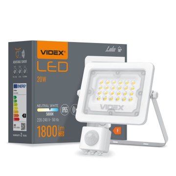 VIDEX LED reflektor 20W 1800lm neutralno bijela 5000K senzor pokreta IP65