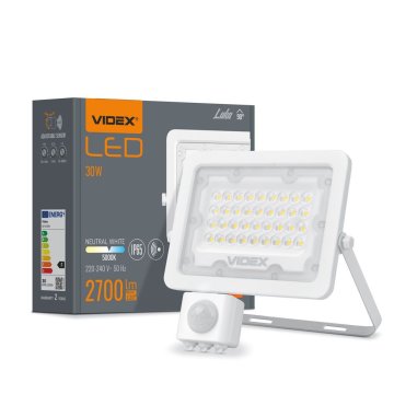 VIDEX LED reflektor 30W 2700lm neutralno bijela 5000K senzor pokreta IP65