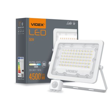 VIDEX LED reflektor 50W 4500lm neutralno bijela 5000K senzor pokreta IP65