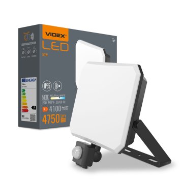 VIDEX LED reflektor 50W 4750lm neutralno bijela 5000K senzor pokreta IP65