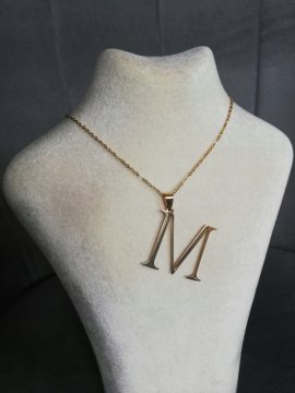 Ogrlica s lančićem i SLOVOM M 45cm + 5cm ČELIK