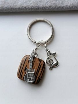 PRIVJESAK ZA KLJUČEVE ELEKTRIČNA GITARA GLAZBENI NOTE DRVO DIVLJA PALMA GLAZBA