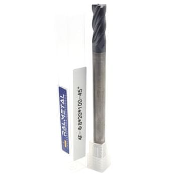 Glodalo od tvrdog metala 8 x 20 x 100, 4 oštrice, 45 HRC!