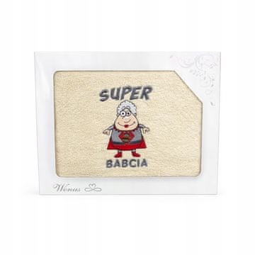 Ručnik s vezom "Super baka" 70x140cm krem