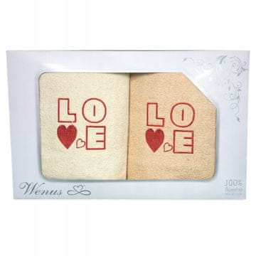 Set ručnika s vezom "LOVE" 70x140cm ecru, bež