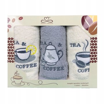 Set kuhinjskih krpa "Kuchcik" uzorak caffe&tea 30x50 siva j, ecru