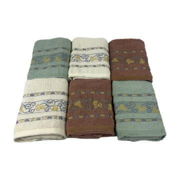 Jacaria set ručnika - uzorak 8A mint, ecru, smeđa 70x140cm 6 dijelova