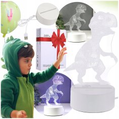 Rohs Dječja lampa u obliku DINOSAURUSA LED 3D 3 načina svjetla gravirana