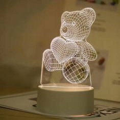 Rohs Preslatka 3D noćna lampa s MEDVJEDIĆEM, dekorativna LED za sobu, 3 BOJE SVJETLA, USB