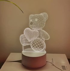 Rohs Preslatka 3D noćna lampa s MEDVJEDIĆEM, dekorativna LED za sobu, 3 BOJE SVJETLA, USB