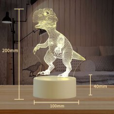 Rohs Dječja lampa u obliku DINOSAURUSA LED 3D 3 načina svjetla gravirana