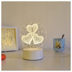 Rohs Mali poklon za VALENTINOVO 3D lampa s natpisom VOLIM TE na USB-u 3 NAČINA RADA